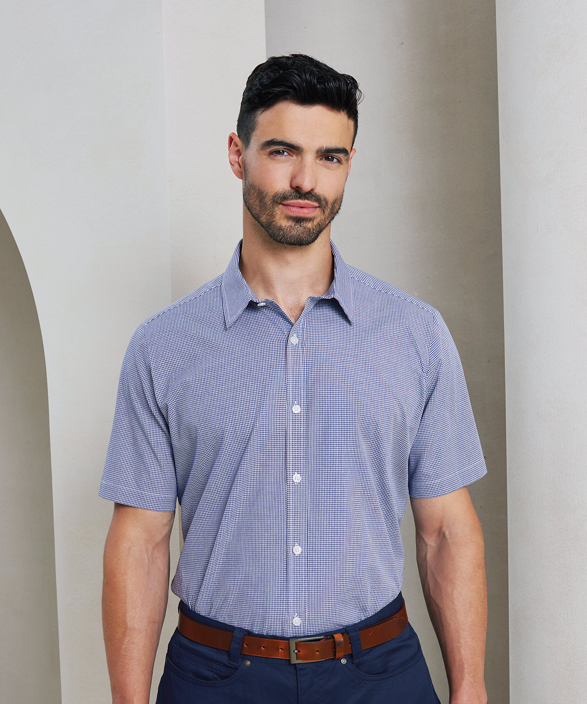 Microcheck (Gingham) short sleeve cotton shirt Microcheck (Gingham) short sleeve cotton shirt
