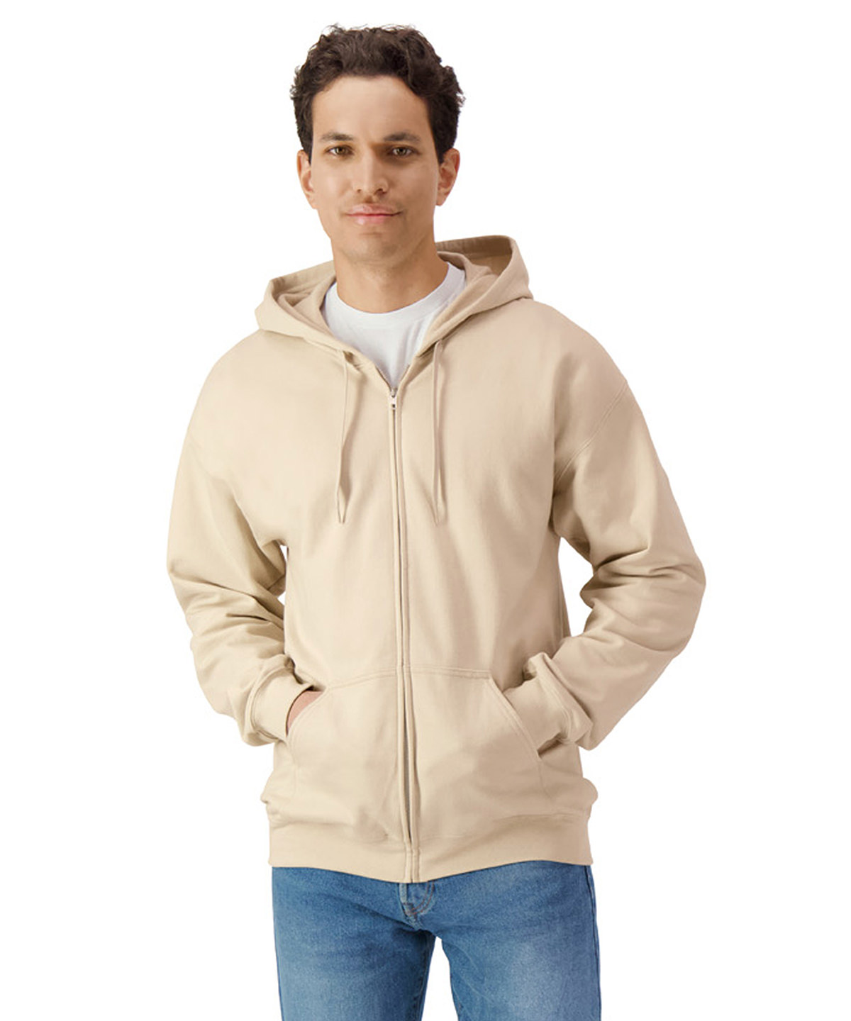 Softstyle(TM) midweight fleece adult full-zip hooded sweatshirt