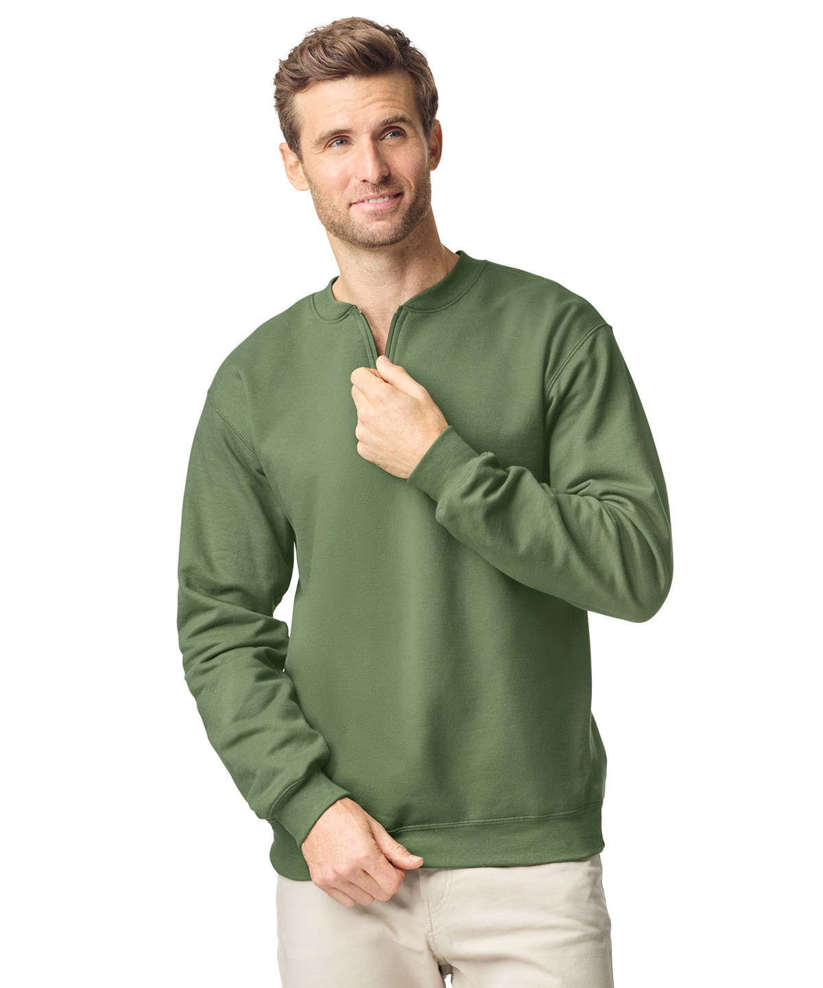 Softstyle(TM) midweight adult fleece 1/4-zip sweatshirt