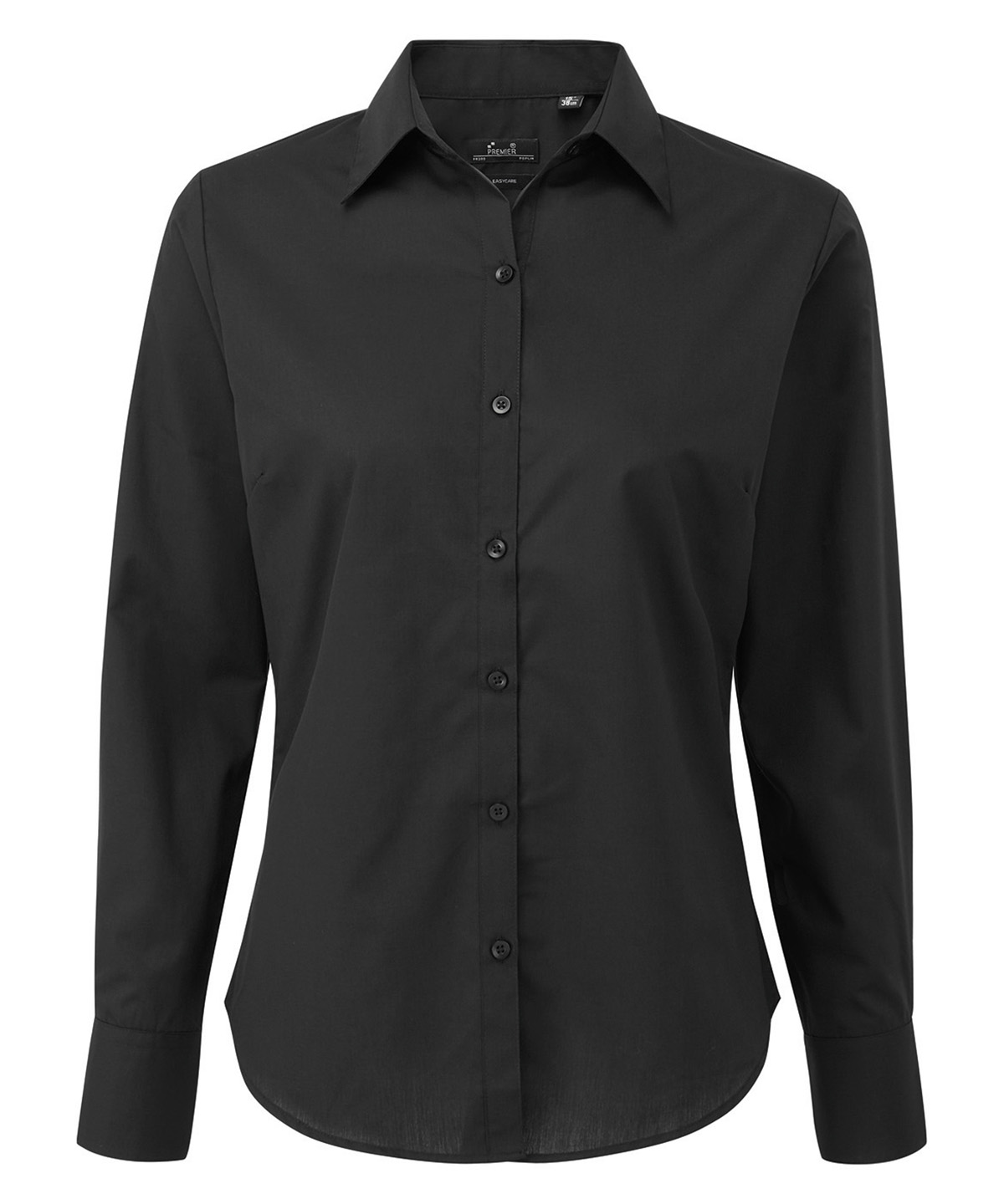 Women's poplin long sleeve blouse, front