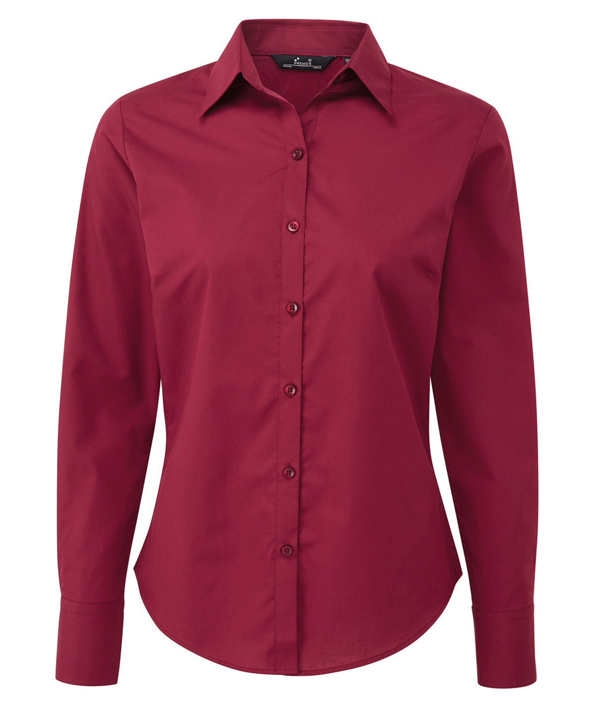 Women's poplin long sleeve blouse, front