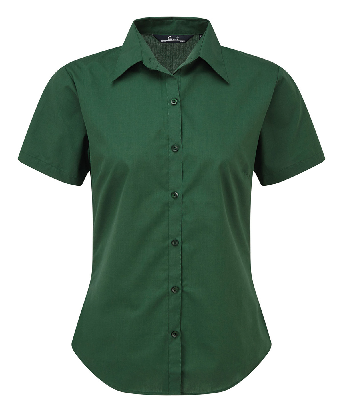 Women's short sleeve poplin blouse, front