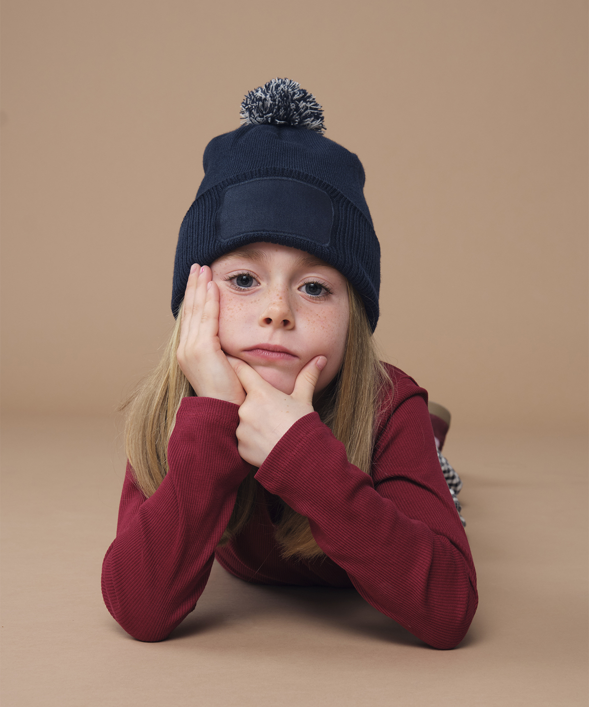 Kids snowstar patch beanie B443B