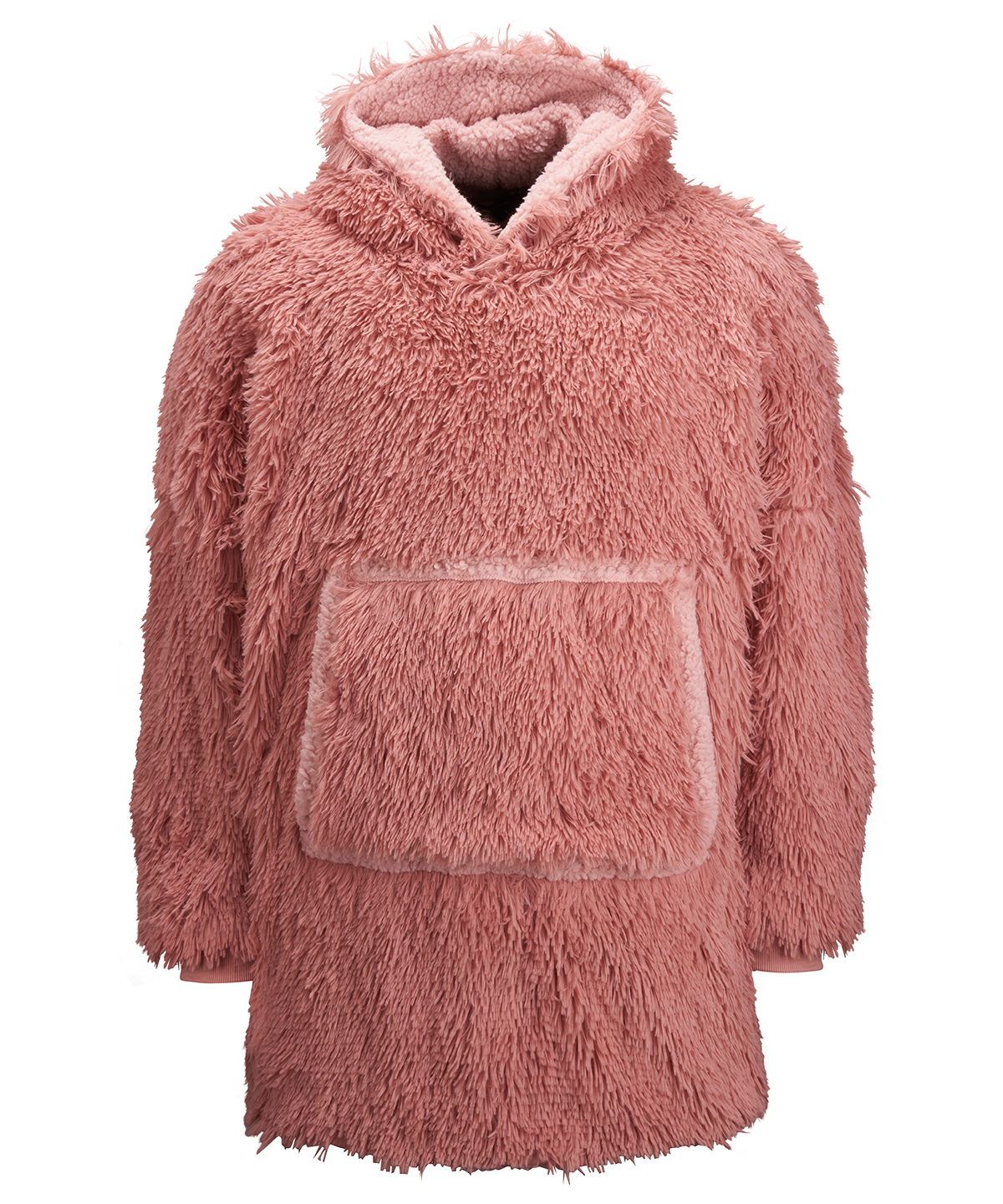 The Ribbon oversized cosy reversible shaggy sherpa hoodie, front