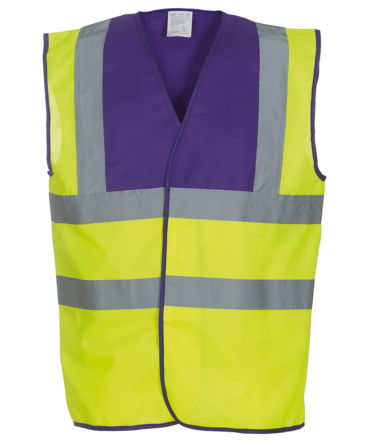 Hi-Vis 2-Band-And-Braces Waistcoat (Hvw100) Purple Yoke/Yellow Size 2XLarge