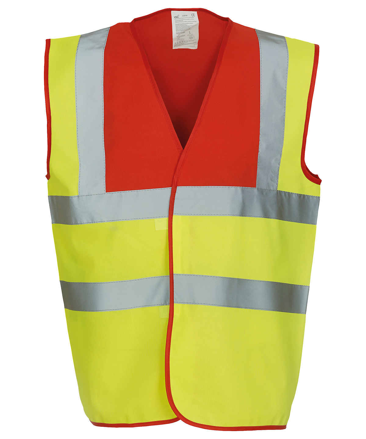 Hi-Vis 2-Band-And-Braces Waistcoat (Hvw100) Red Yoke/Yellow Size 2XLarge