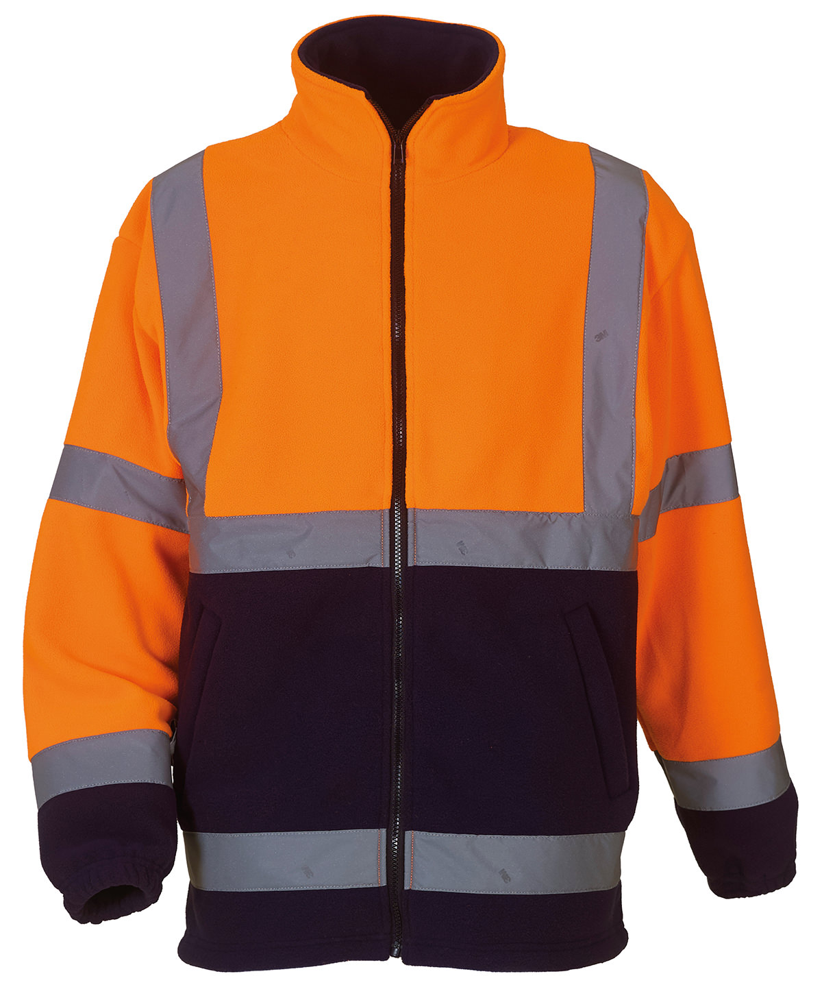 Hi-Vis Heavyweight Fleece Jacket (Hvk08) Orange/Navy Size Small