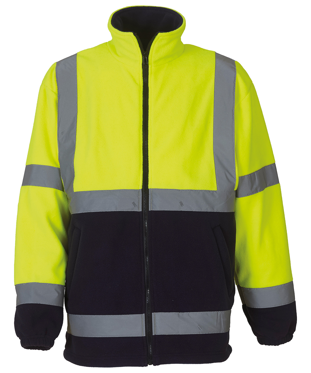 Hi-Vis Heavyweight Fleece Jacket (Hvk08) Yellow/Navy Size 2XLarge