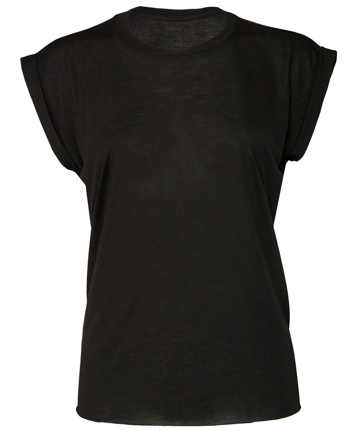 Women's flowy muscle tee with rolled cuff