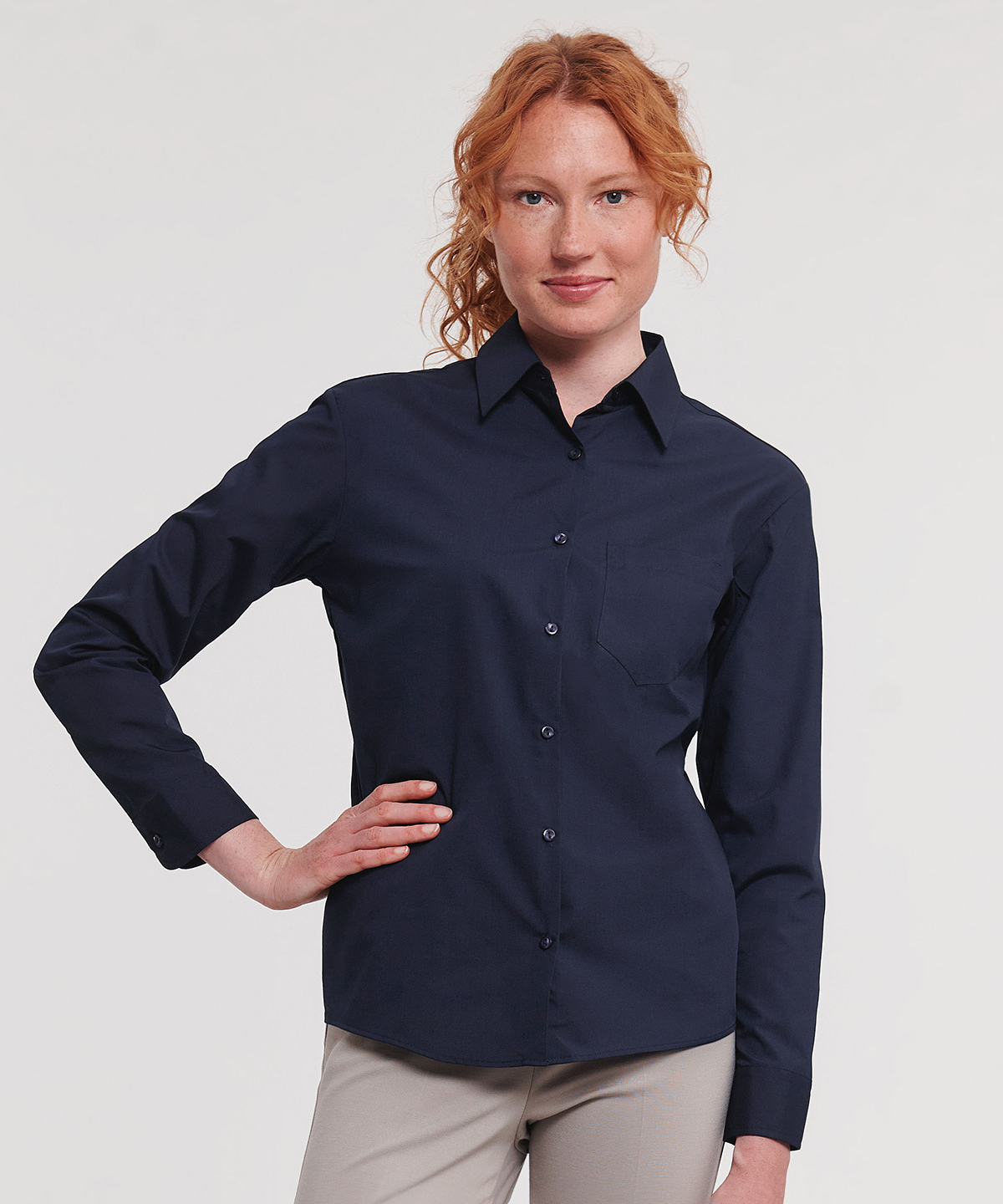 Picture of Women's long sleeve polycotton easycare poplin shirt