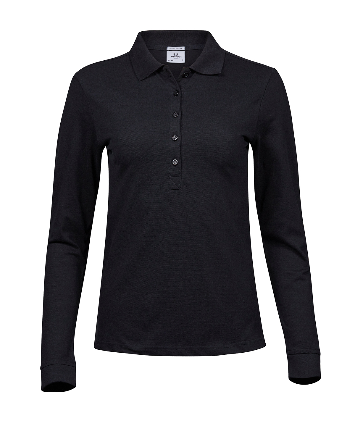 Women’s luxury stretch long sleeve polo (146) image 2