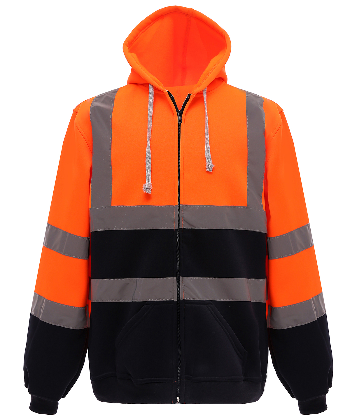 Hi-Vis Zip Hoodie (Hvk07) Orange/Navy Size 2XLarge