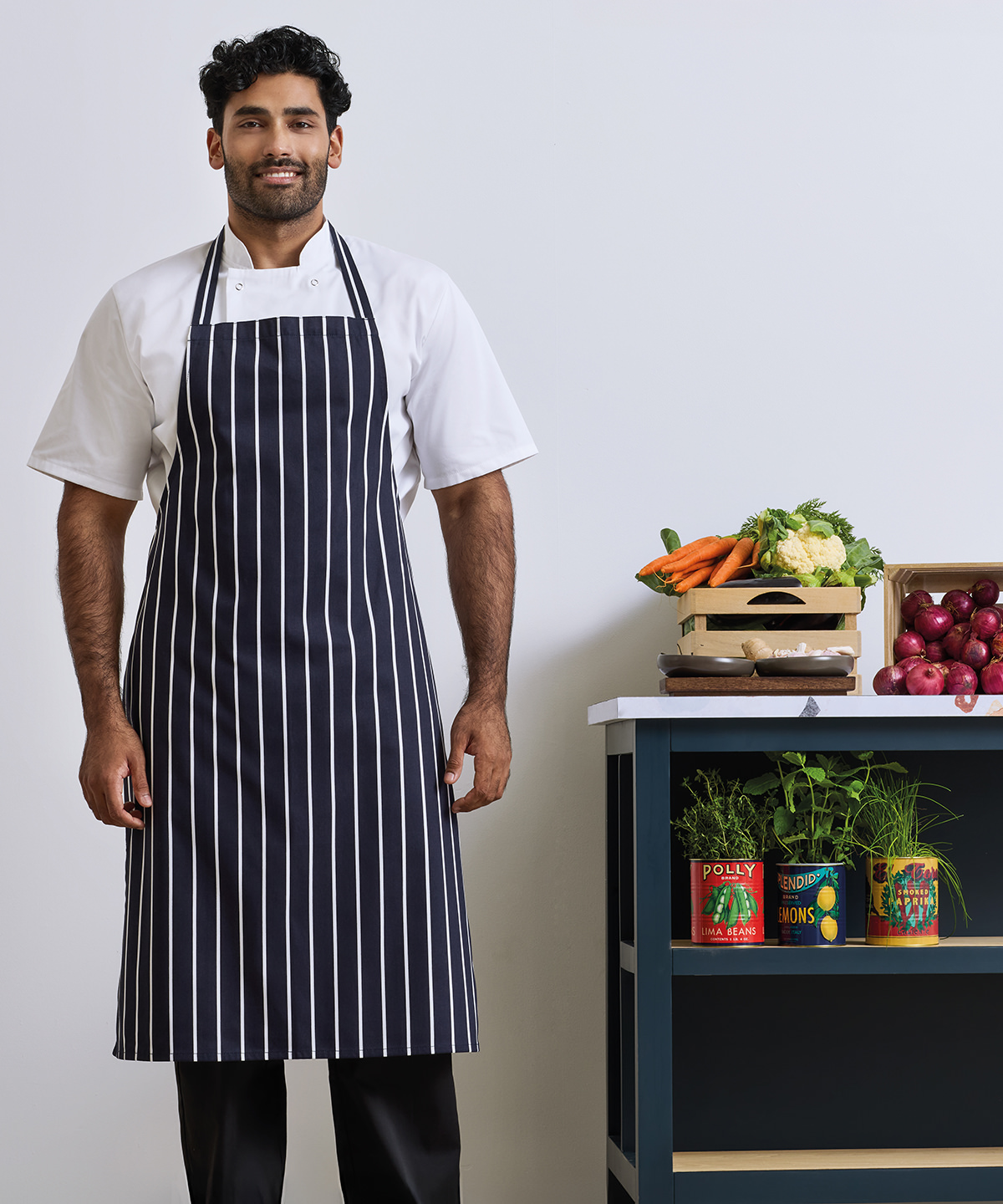 Striped bib apron Striped bib apron