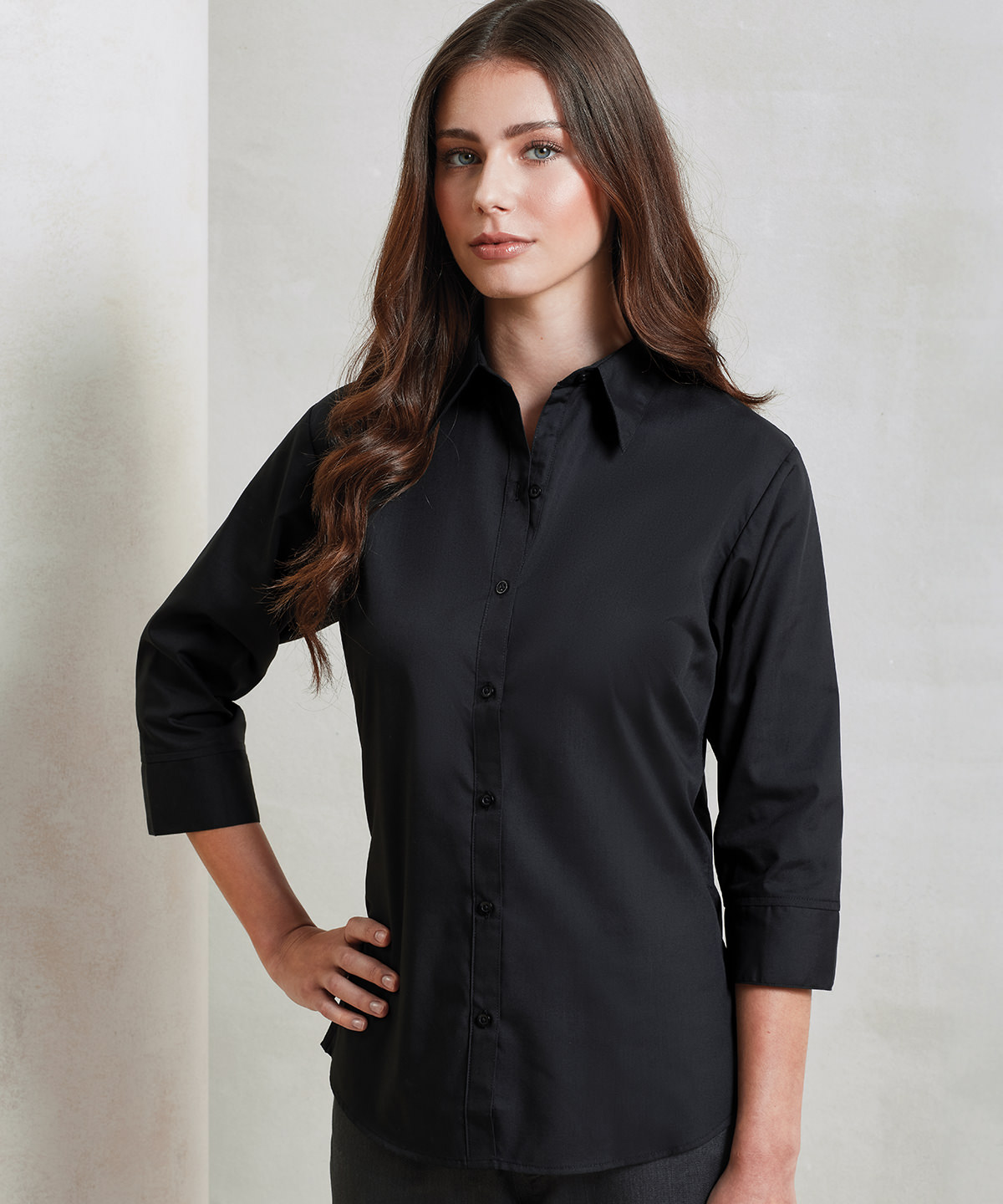 Women's 3/4 sleeve poplin blouse