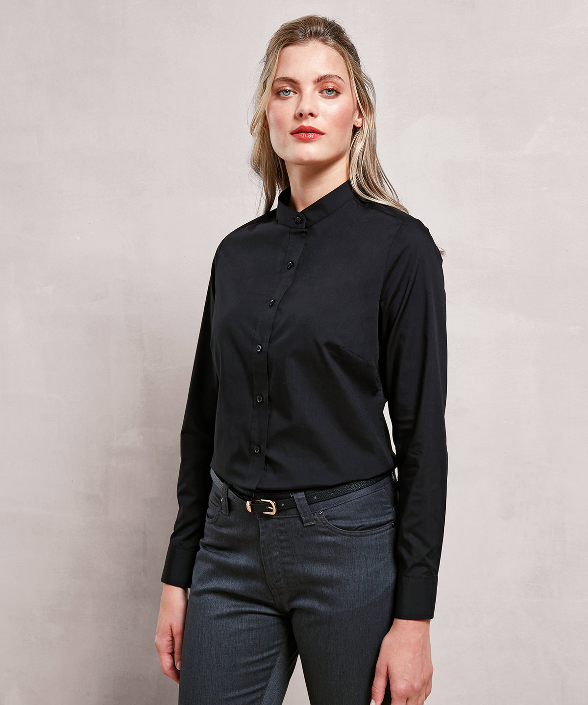 Picture of Women's banded collar 'grandad' shirt