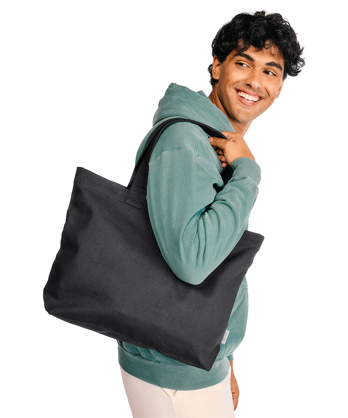 Cotton canvas tote worn