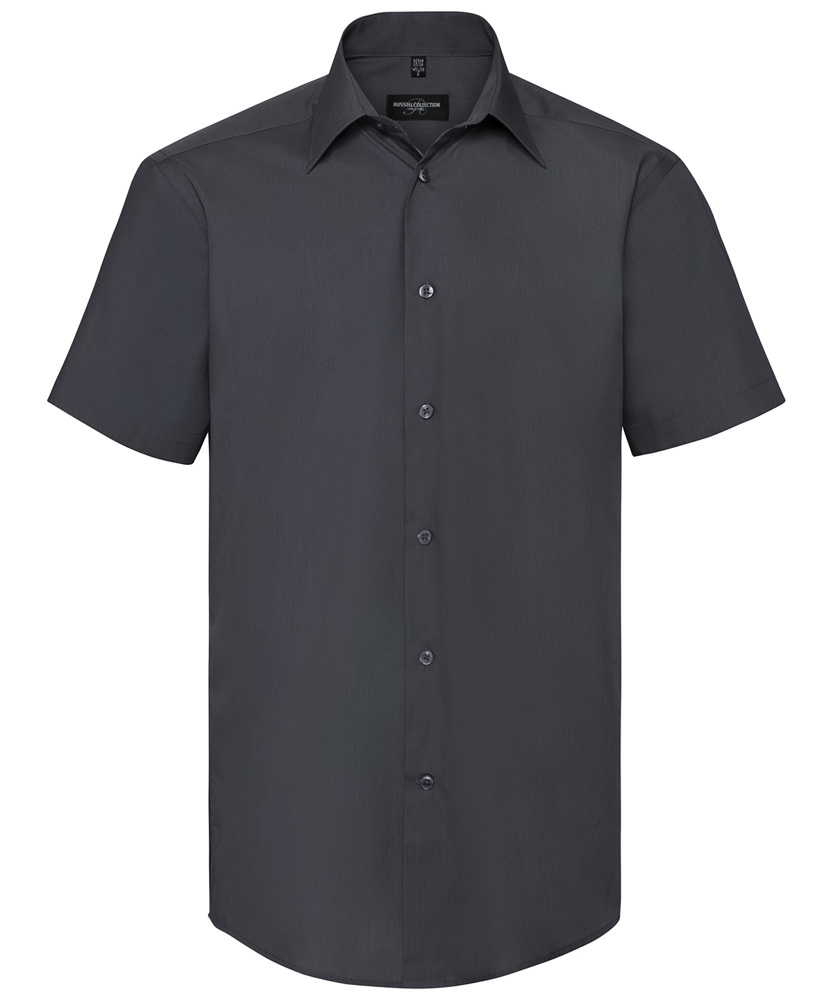 Short Sleeve Polycotton Easycare Tailored Poplin Shirt Convoy Grey Size 2XLarge