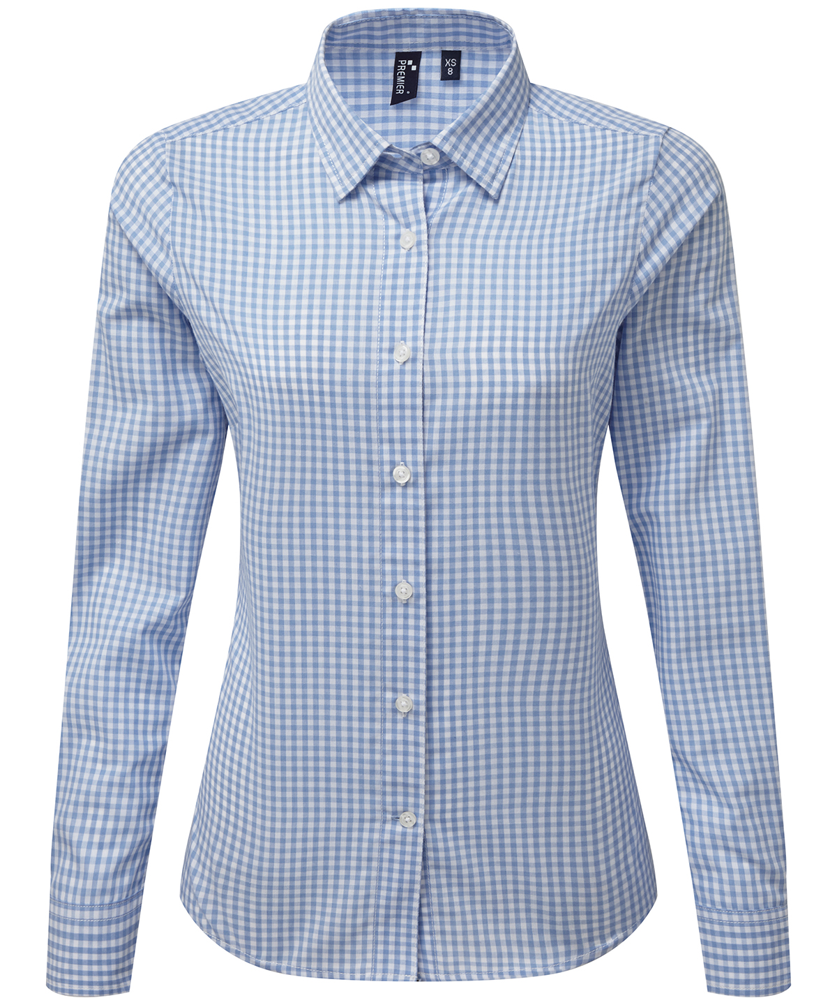 Womens Maxton Check Long Sleeve Shirt Light Blue/White Size Large