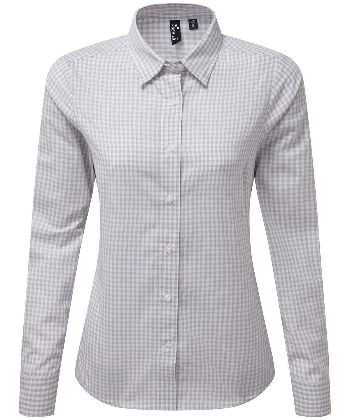 Womens Maxton Check Long Sleeve Shirt Silver/White Size Large