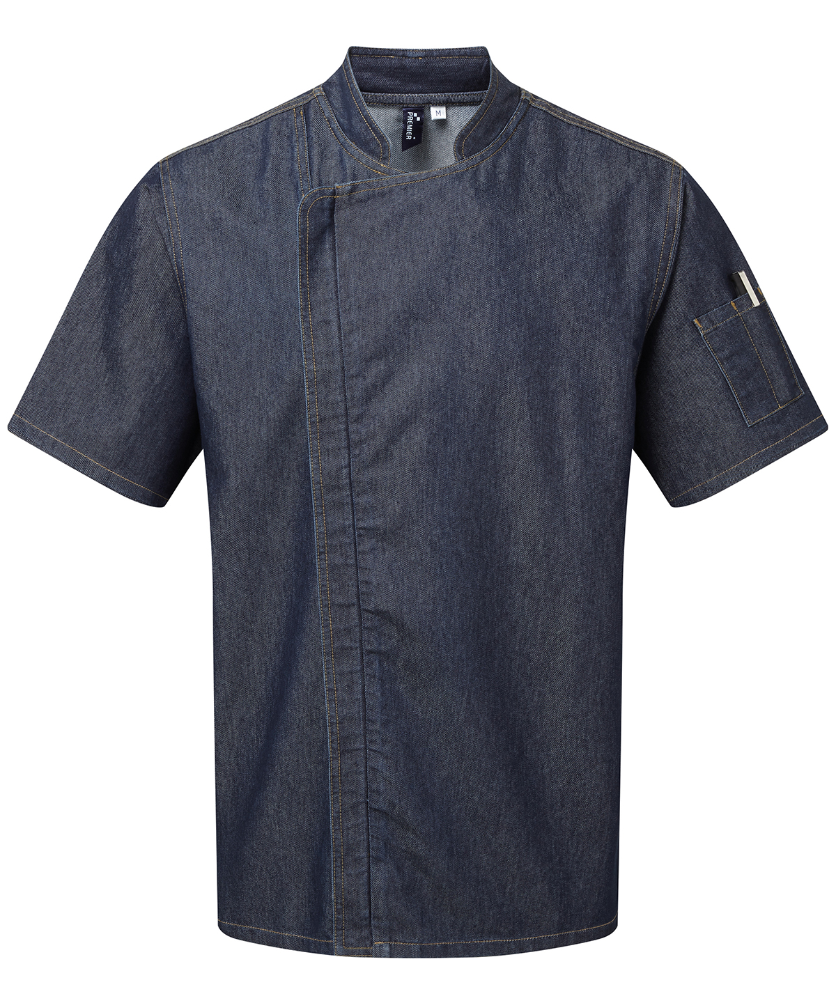Chef'S Zip-Close Short Sleeve Jacket Indigo Denim Size 2XLarge