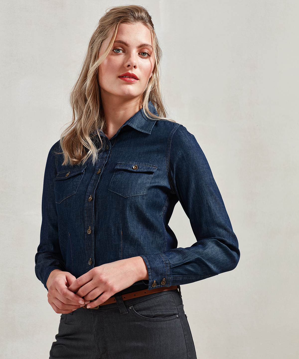 Picture of Women's jeans stitch denim shirt