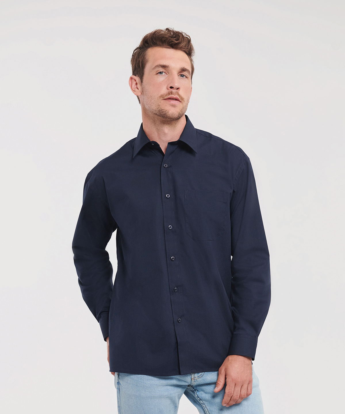 Picture of Long sleeve polycotton easycare poplin shirt