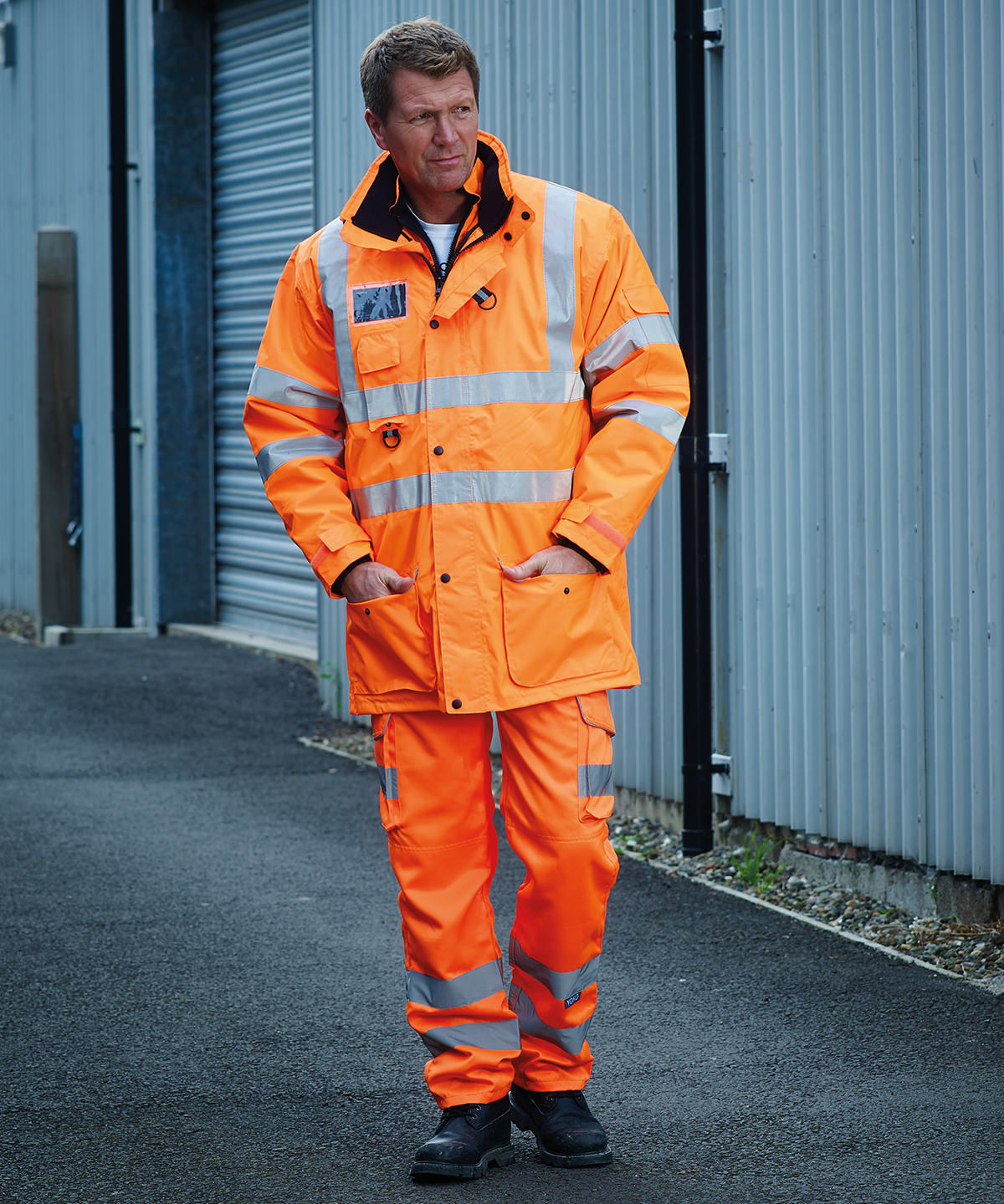 Picture of Hi-vis polycotton cargo trousers with kneepad pockets (HV018T/3M)