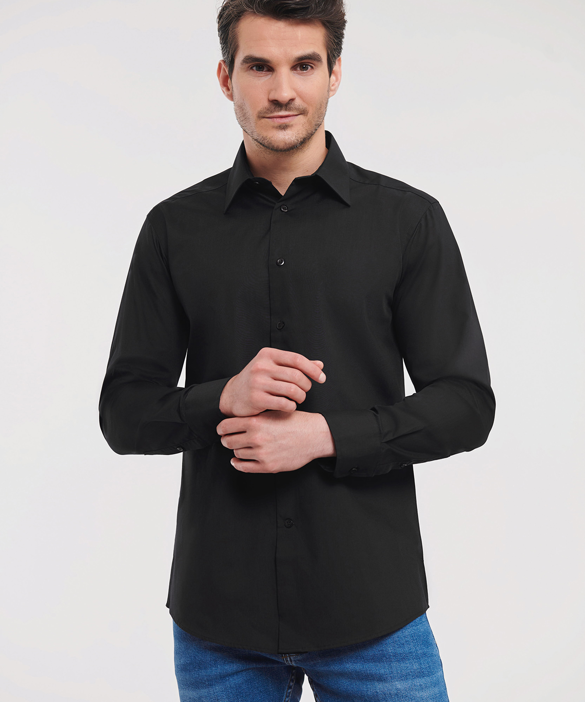 Long sleeve polycotton easycare fitted poplin shirt Long sleeve polycotton easycare fitted poplin shirt