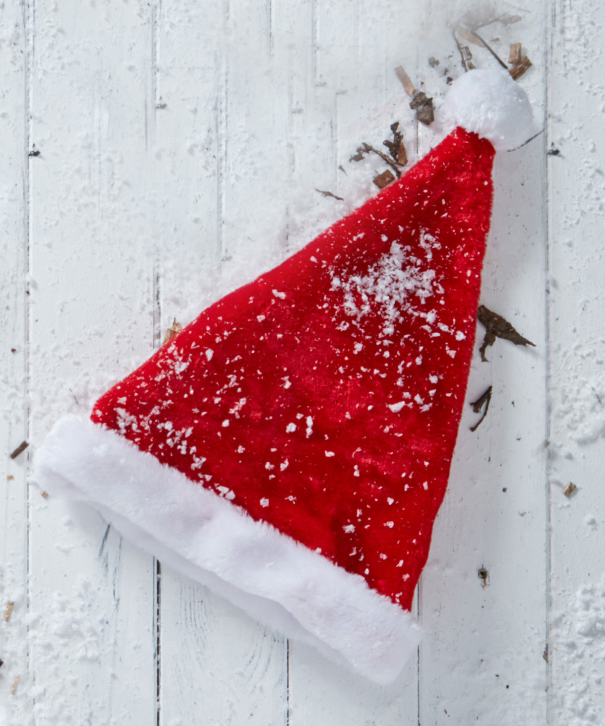 Plush Santa hat worn
