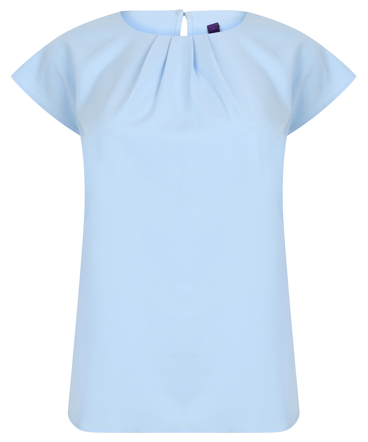 Womens Pleat Front Short Sleeve Blouse Light Blue Size 2XLarge