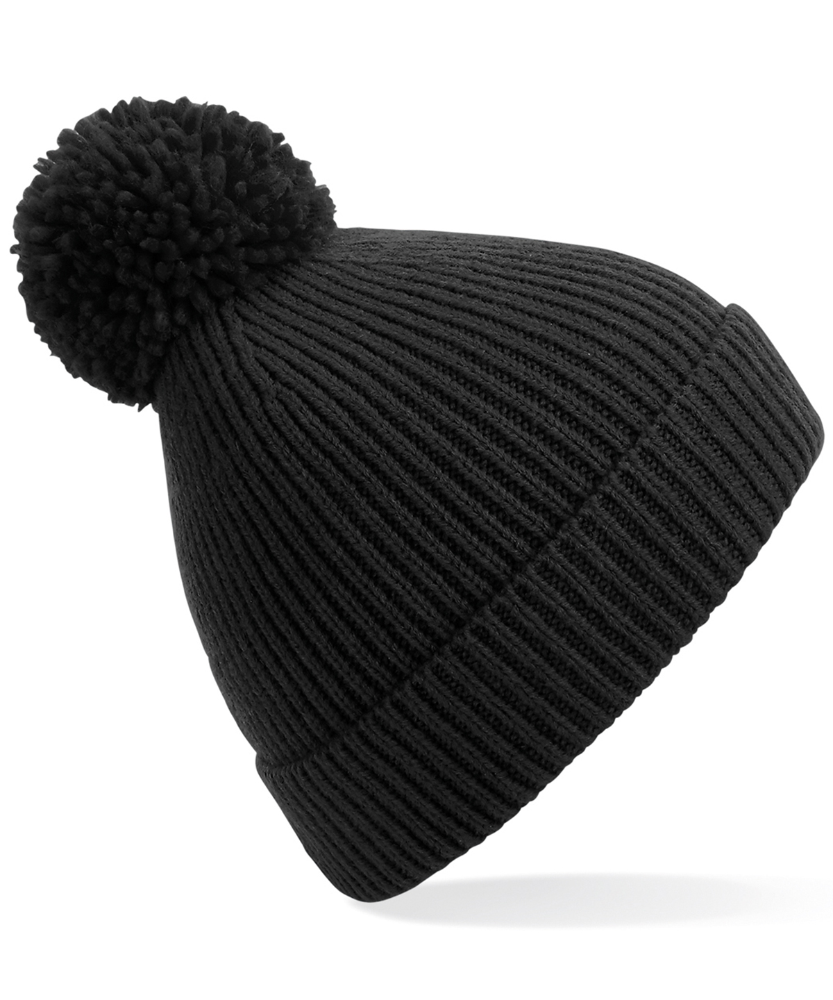 Picture of Engineered knit ribbed pom pom beanie