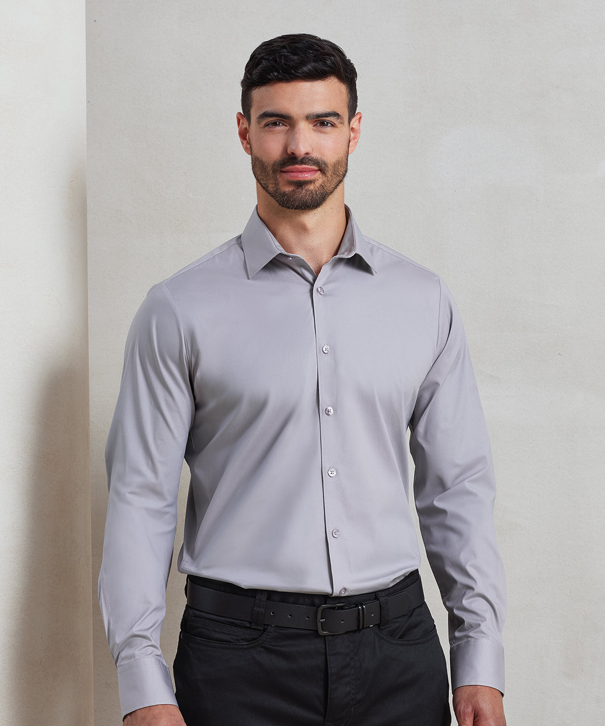 Stretch fit cotton poplin long sleeve shirt Stretch fit cotton poplin long sleeve shirt