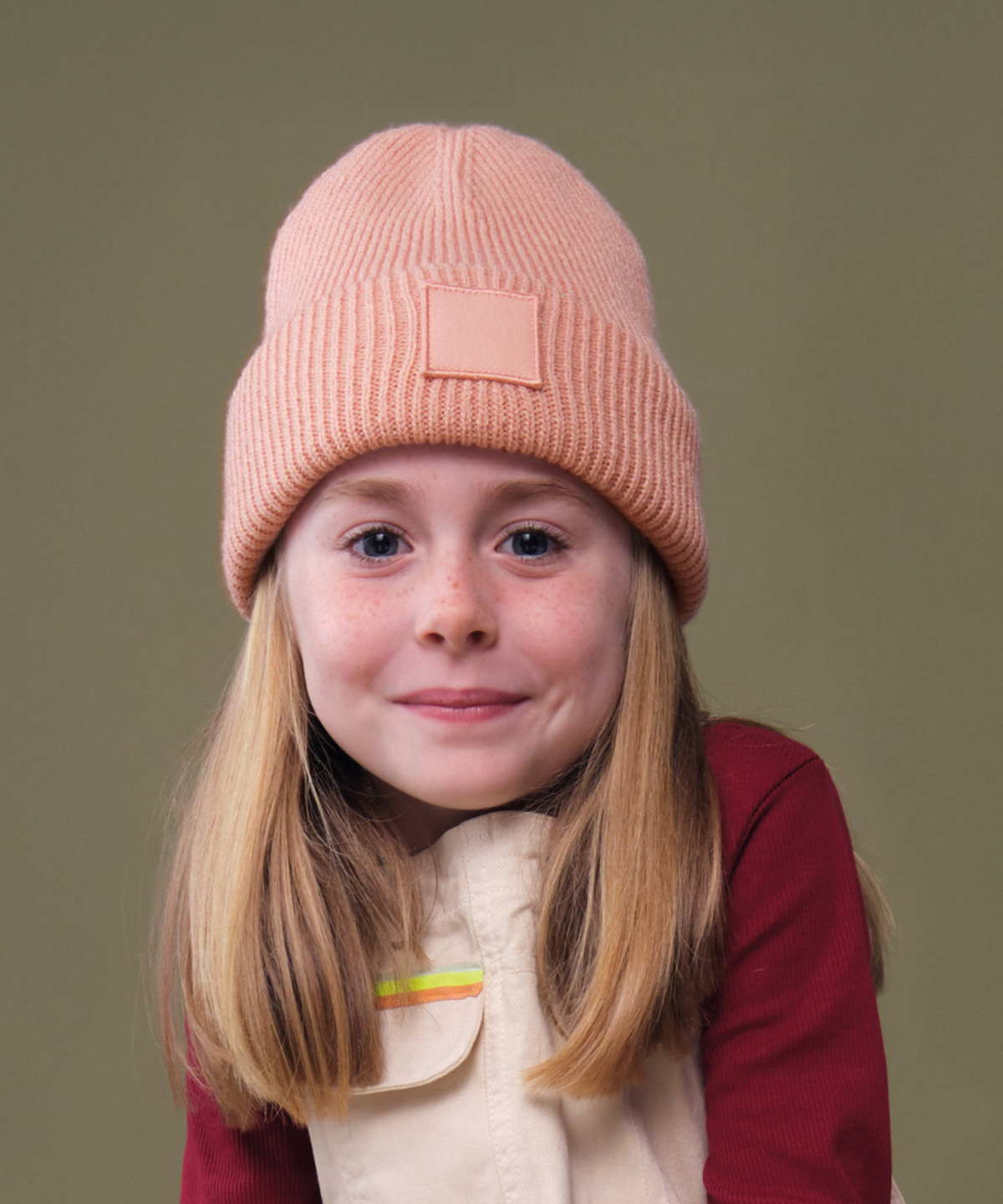 Kids deep cuffed tonal patch beanie Kids deep cuffed tonal patch beanie