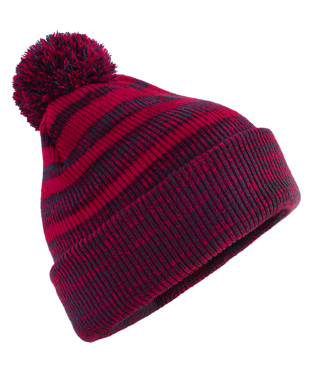 Beechfield Team Stripe Beanie B476 in Red/Navy