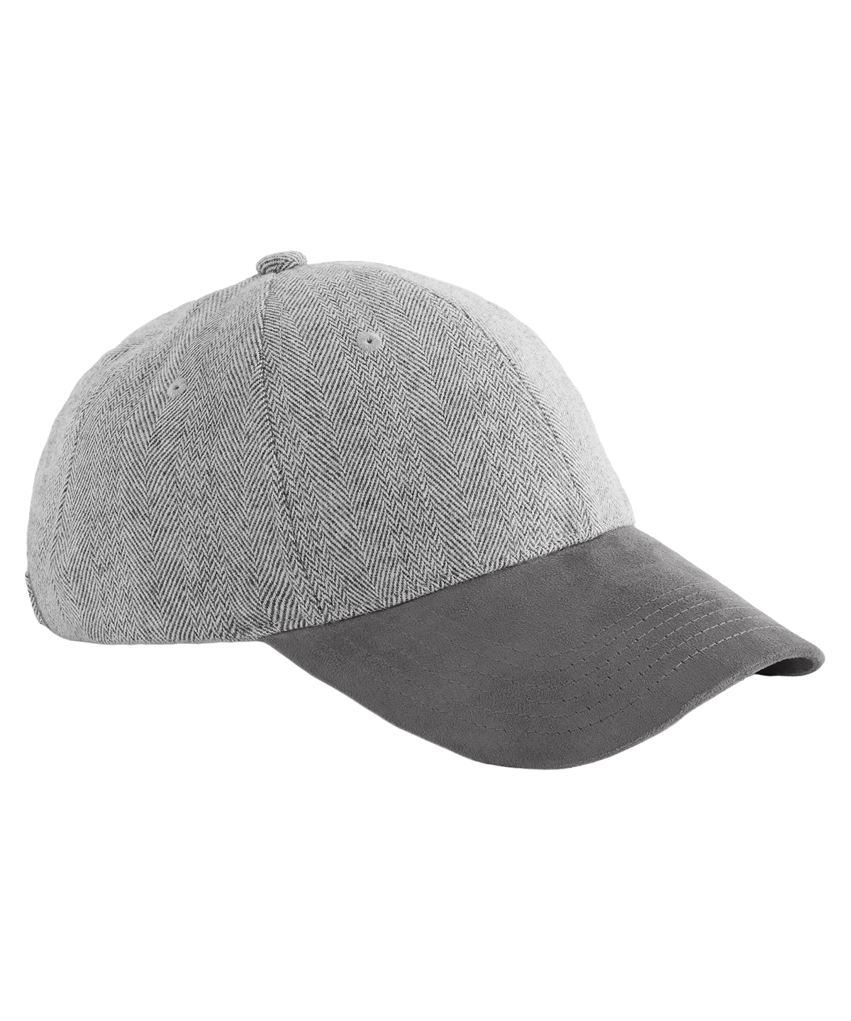 Beechfield Suede Peak Herringbone Cap B627 in Charcoal Herringbone