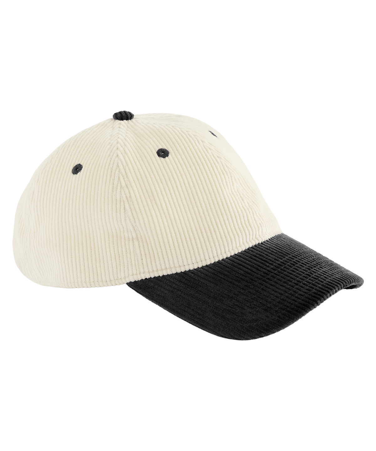 Beechfield Contrast Peak Corduroy Cap B690 in Natural/Black