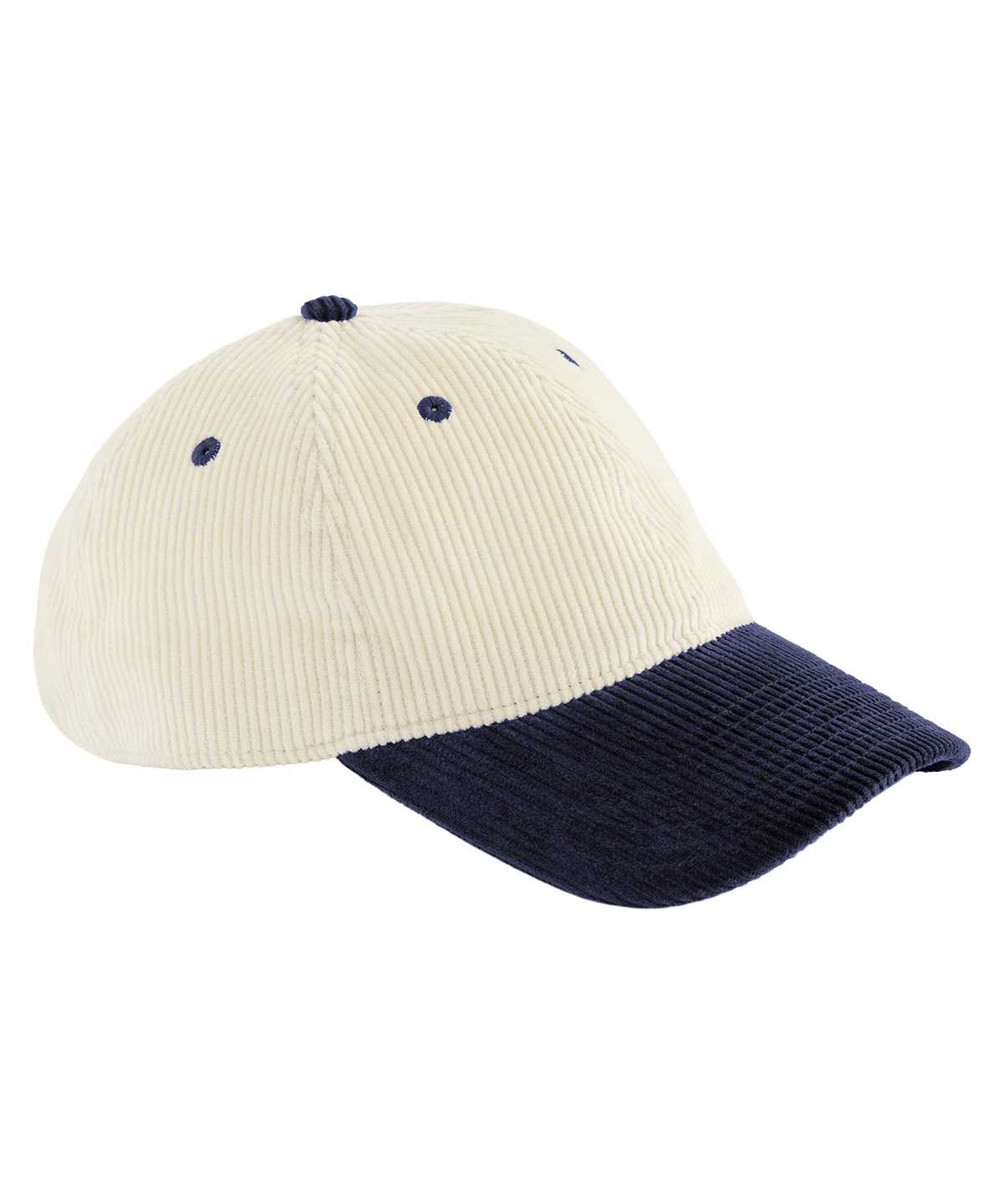 Beechfield Contrast Peak Corduroy Cap B690 in Natural/Navy