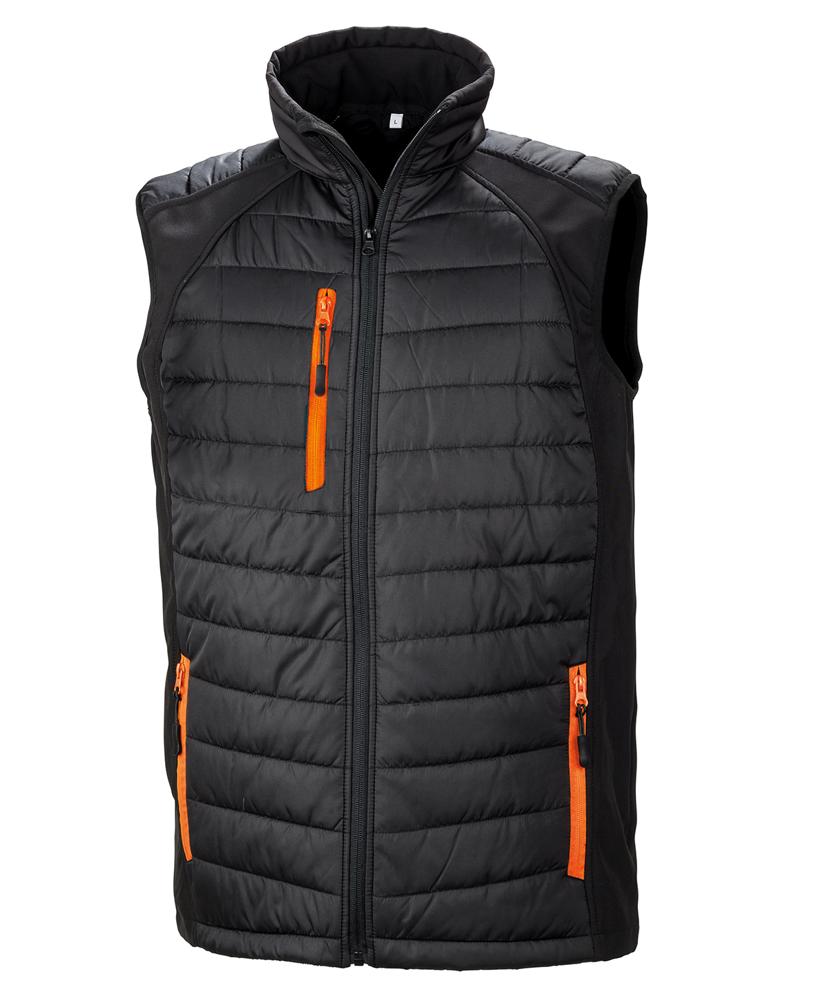 Compass Padded Softshell Gilet Black/Orange Size 2XLarge