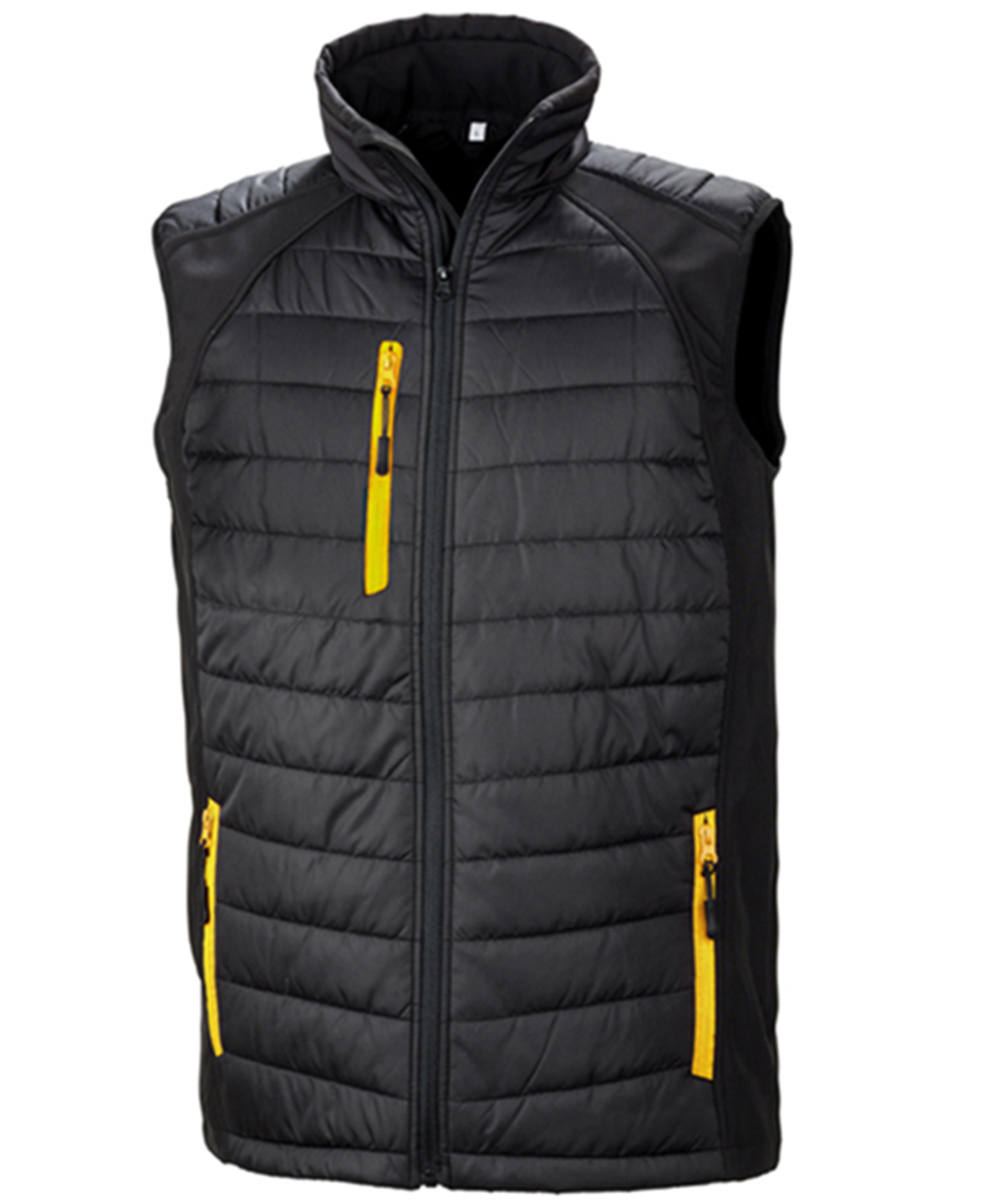 Compass Padded Softshell Gilet Black/Yellow Size 2XLarge