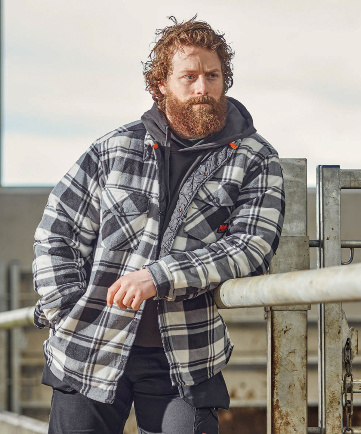 Worker padded checked shirt worn