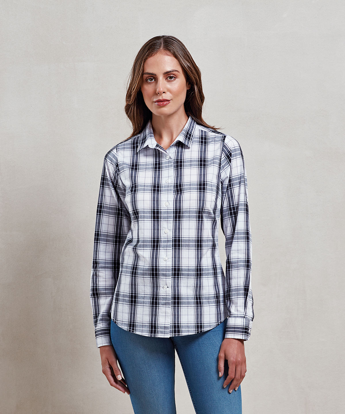 Picture of Women's Ginmill check cotton long sleeve shirt