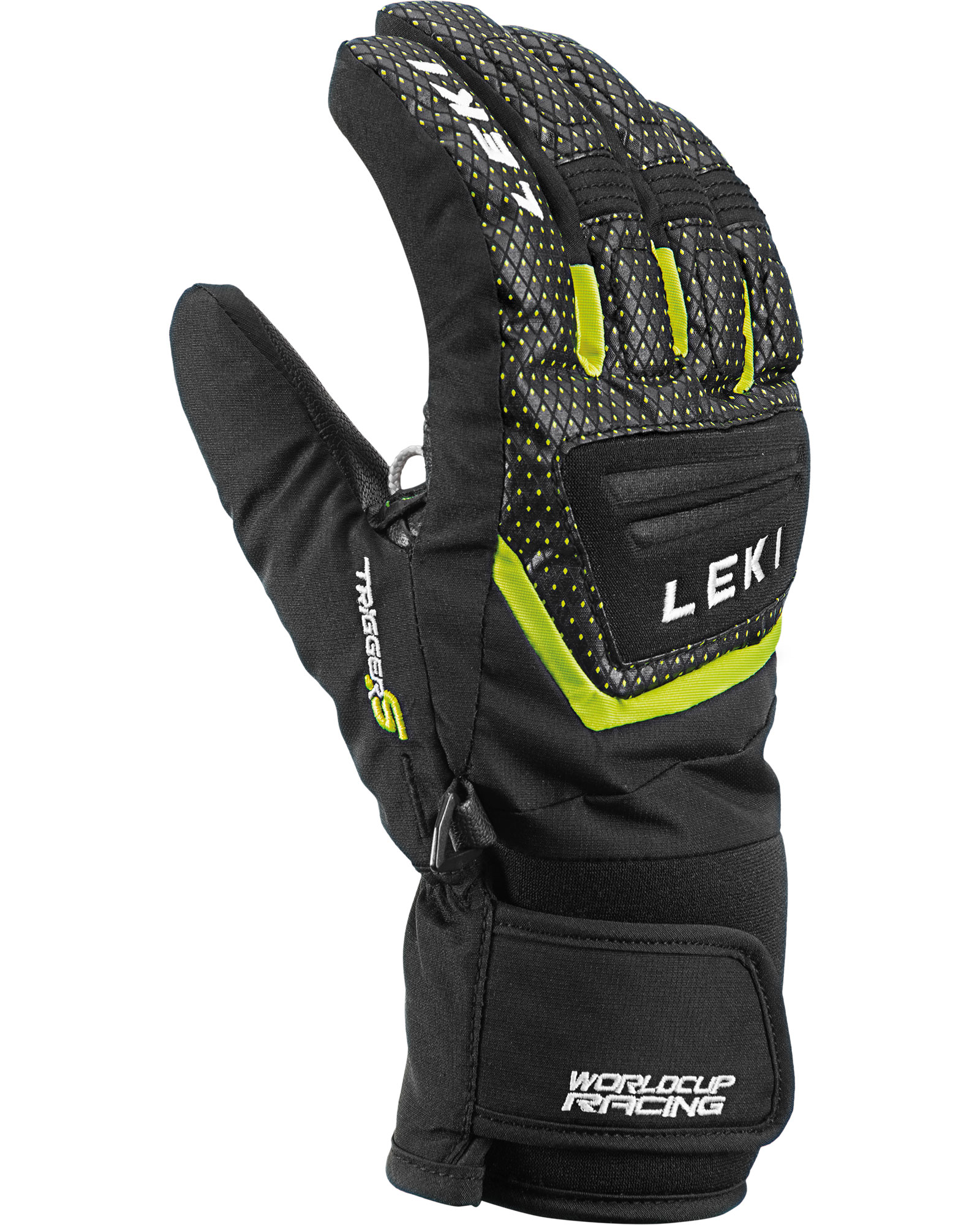 Leki Youth World Cup S Junior Gloves - Black/Ice Lemon UK 8