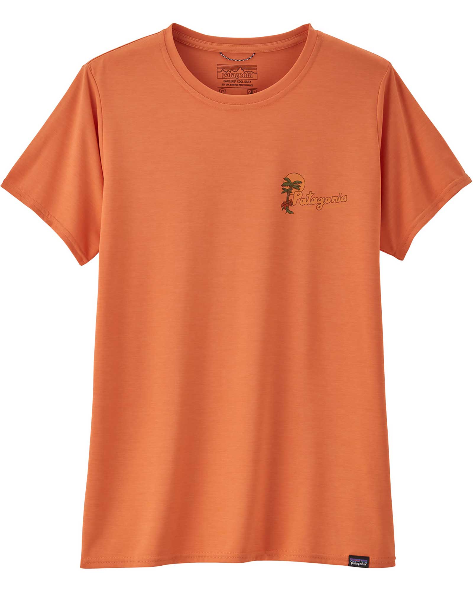 Patagonia Capilene Cool Daily Graphic Women’s T Shirt - Tigerlily Orange/Palm Protest L