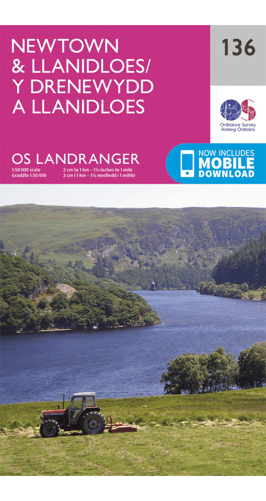 Ordnance Survey Newtown & Llanidloes   Landranger 136 Map