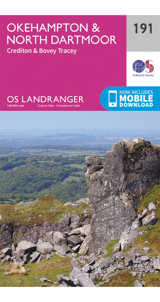 Ordnance Survey Okehampton & North Dartmoor   Landranger 191 Map