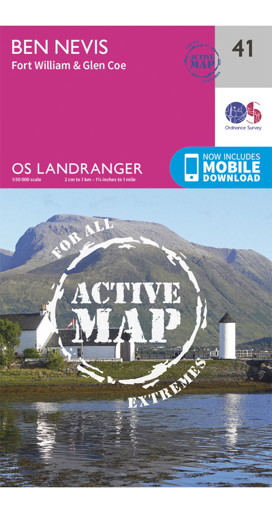 Ordnance Survey Ben Nevis, Fort William & Glen Coe   Landranger Active 41 Map