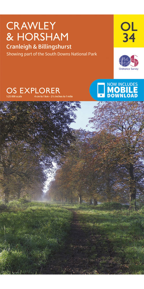 Ordnance Survey Crawley & Horsham   OS Explorer OL34 Map