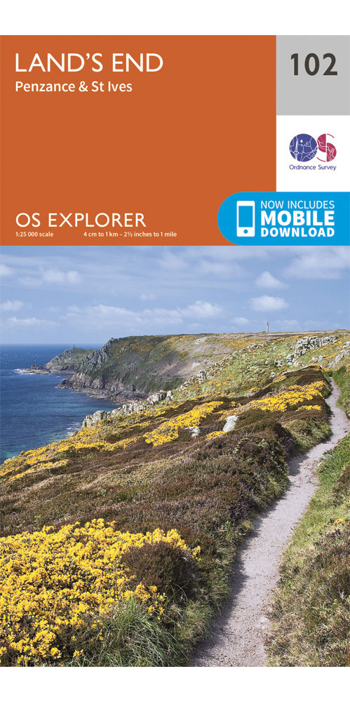 Ordnance Survey Land’s End, Penzance & St Ives   OS Explorer 102 Map