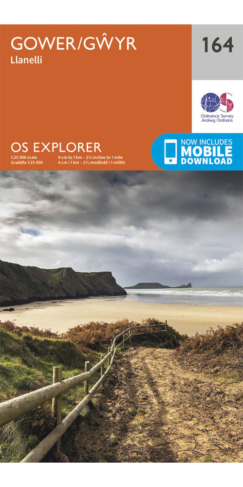 Ordnance Survey Gower   OS Explorer 164 Map