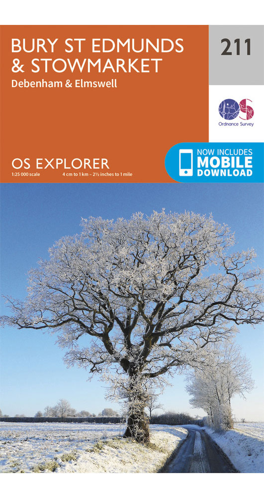 Ordnance Survey Bury St Edmunds & Stowmarket   OS Explorer 211 Map